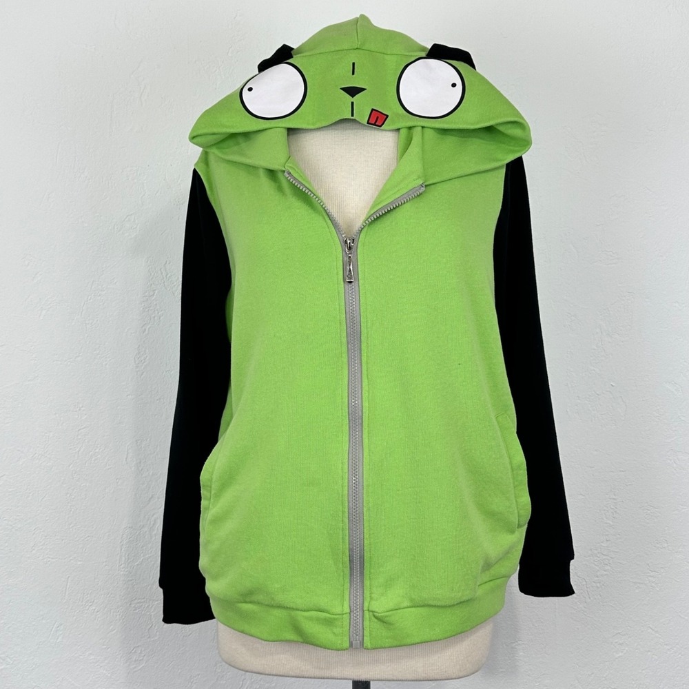Invader Zim Gir Y2K 2000s Scene Hoodie Sz Medium Oversized Ears Tail Full Zip